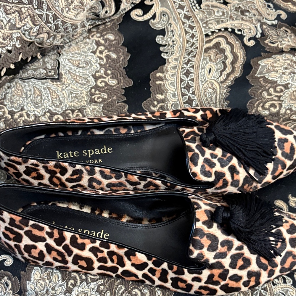Kate Spade Leopard Tassel Loafers